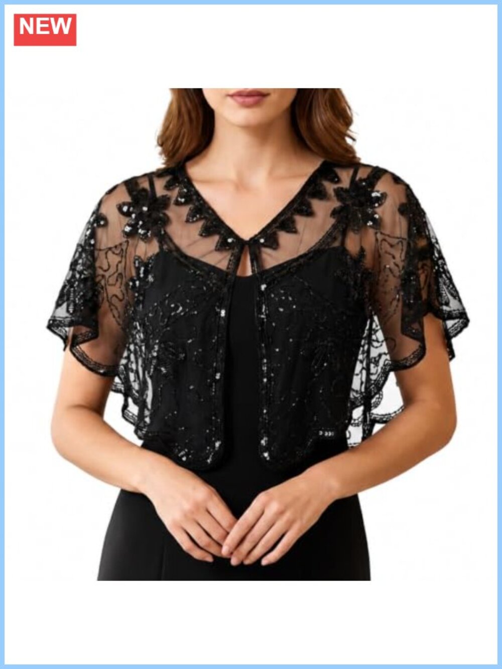 1920s Sequin Beaded Shawl Evening Wrap One Size Formal Vintage